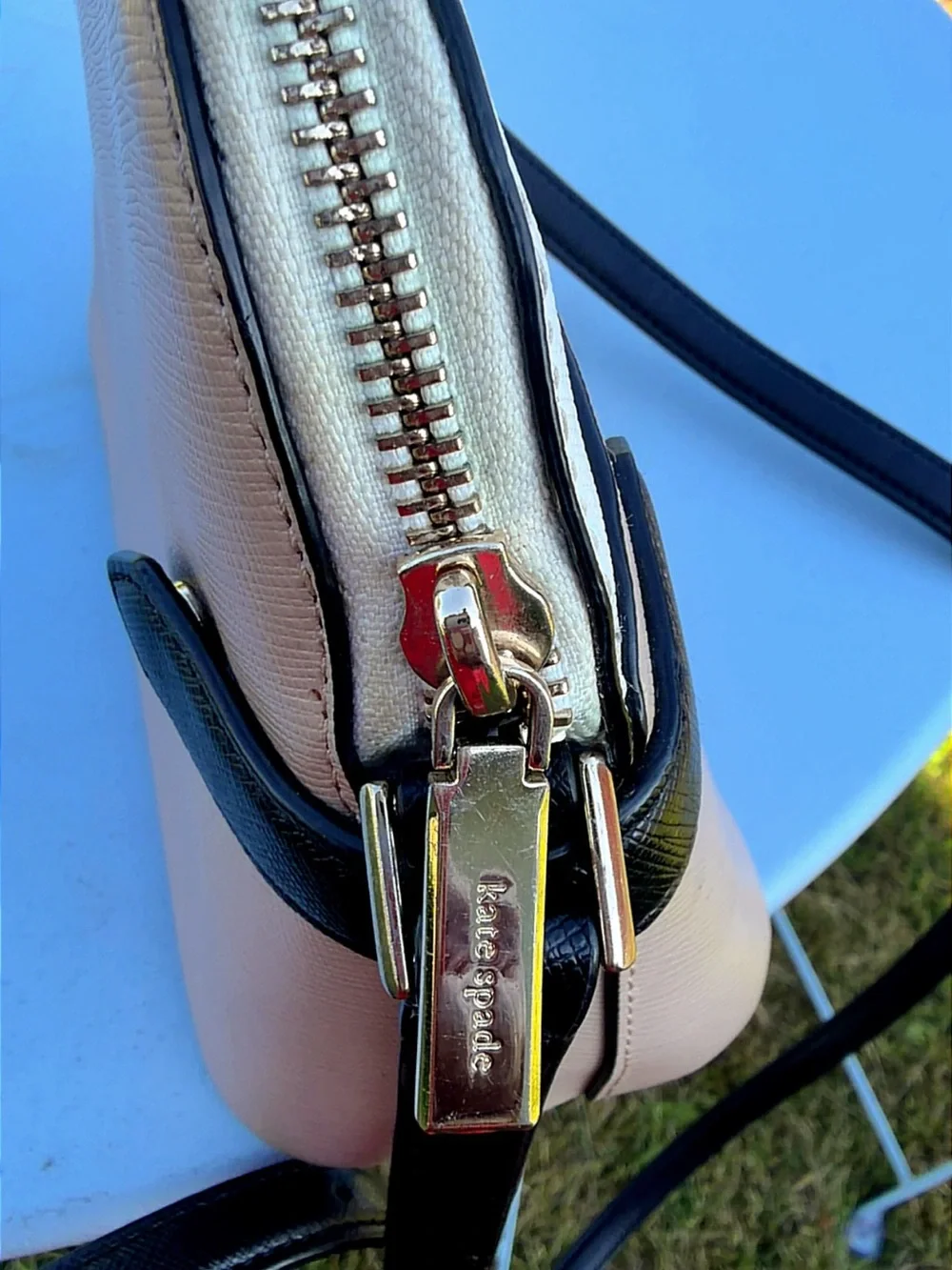Kate Spade Cream & Black Saffiano Leather Crossbody Bag + Matching Zip Walle